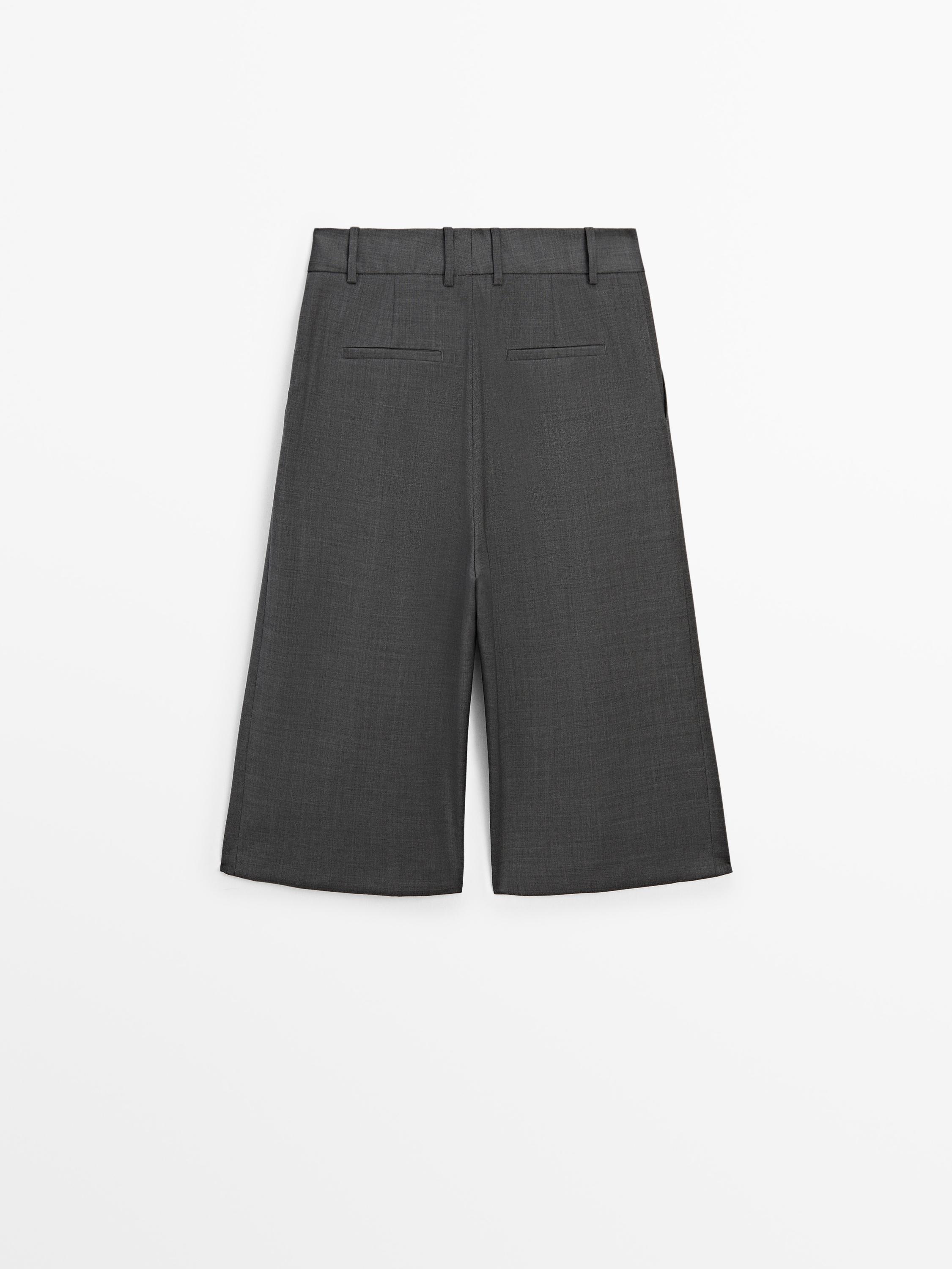 Cool wool darted Bermuda shorts - Gray