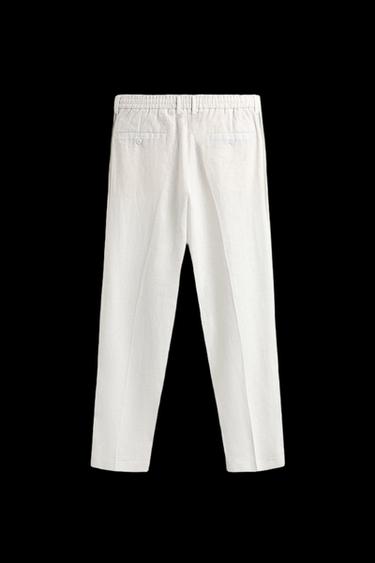 100% LINEN REGULAR FIT TROUSERS - White by Zara