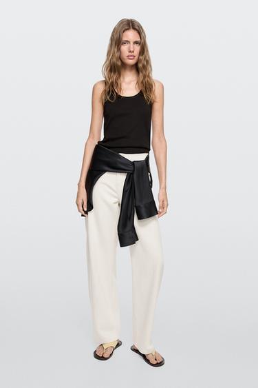 Zara High-waist barrel fit jeans - Ecru