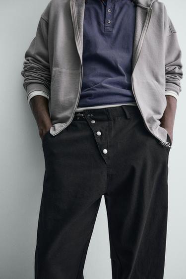 PANTALON COUPE LARGE FERMETURE BRANDENBOURG - Noir de Zara - Image 4