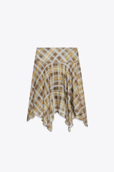 CHECK MIDI SKIRT - Khaki by Zara - Image 5