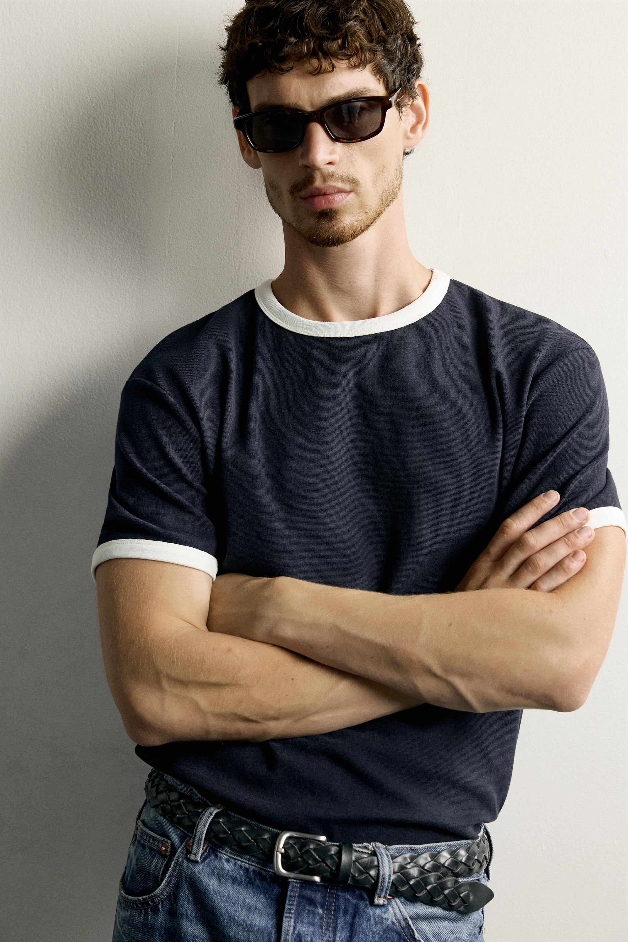 Zara KONTRAST FİTİLLİ BASIC T-SHIRT görsel 6