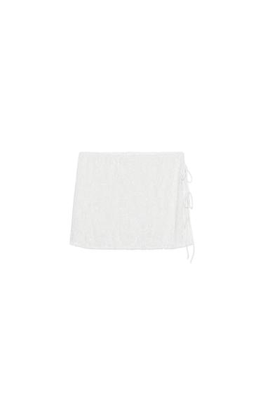 FALDA MINI LENTEJUELAS LAZADAS - Blanco de Zara