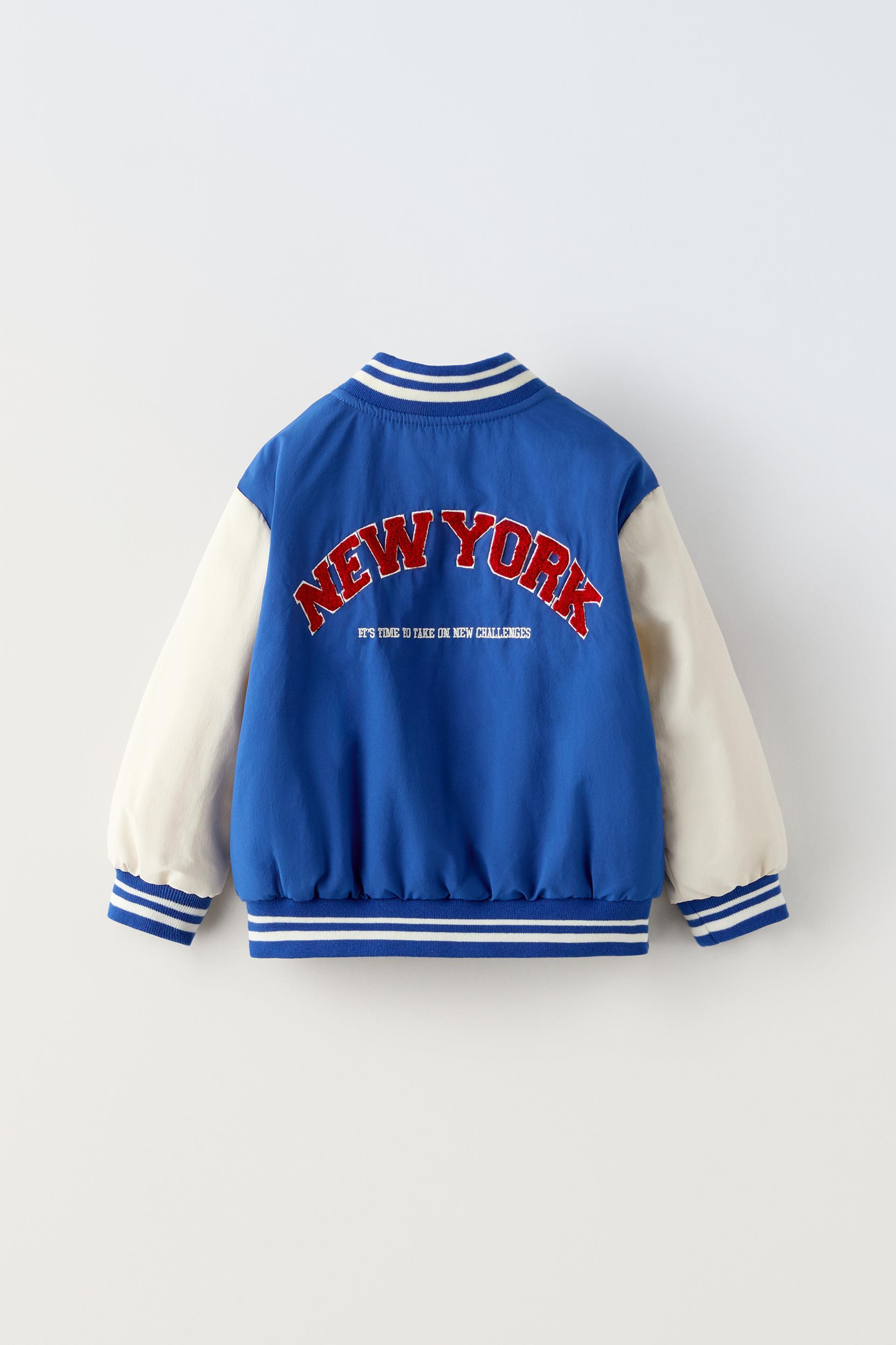 BOMBER JACKET WITH EMBROIDERED SLOGAN