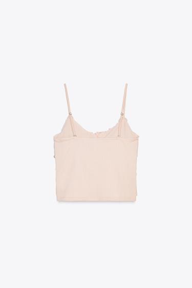 BEADED STRAPPY TOP - Faded pink by Zara - Image 5