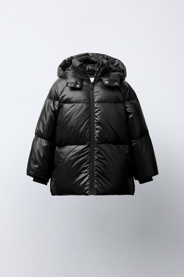 Zara WATER REPELLENT AND WIND RESISTANT DOWN FEATHER PUFFER COAT - Black
