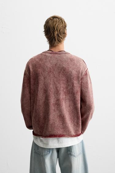 FADED TEXTURED SWEATER - Red by Zara - Image 2