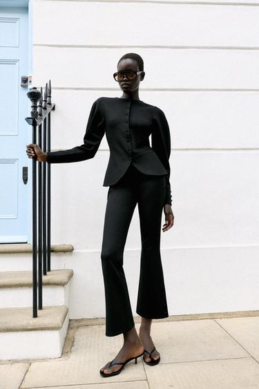 PANTALON À BOUTONS INTERLOCK - Noir de Zara