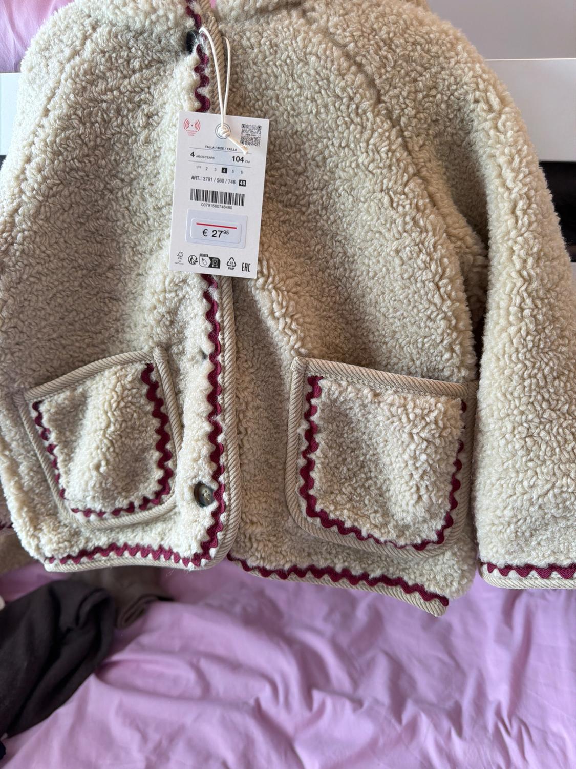 FAUX SHEARLING JACKET WITH WAVY TRIM AND FLEECE LINING - Image 7