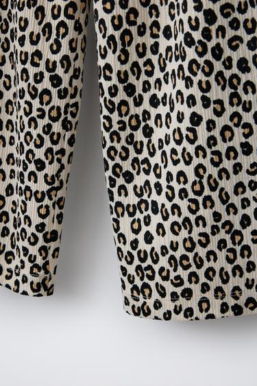 ANIMAL PRINT TEXTURED TROUSERS WITH BELT - Leopard by Zara - Image 3