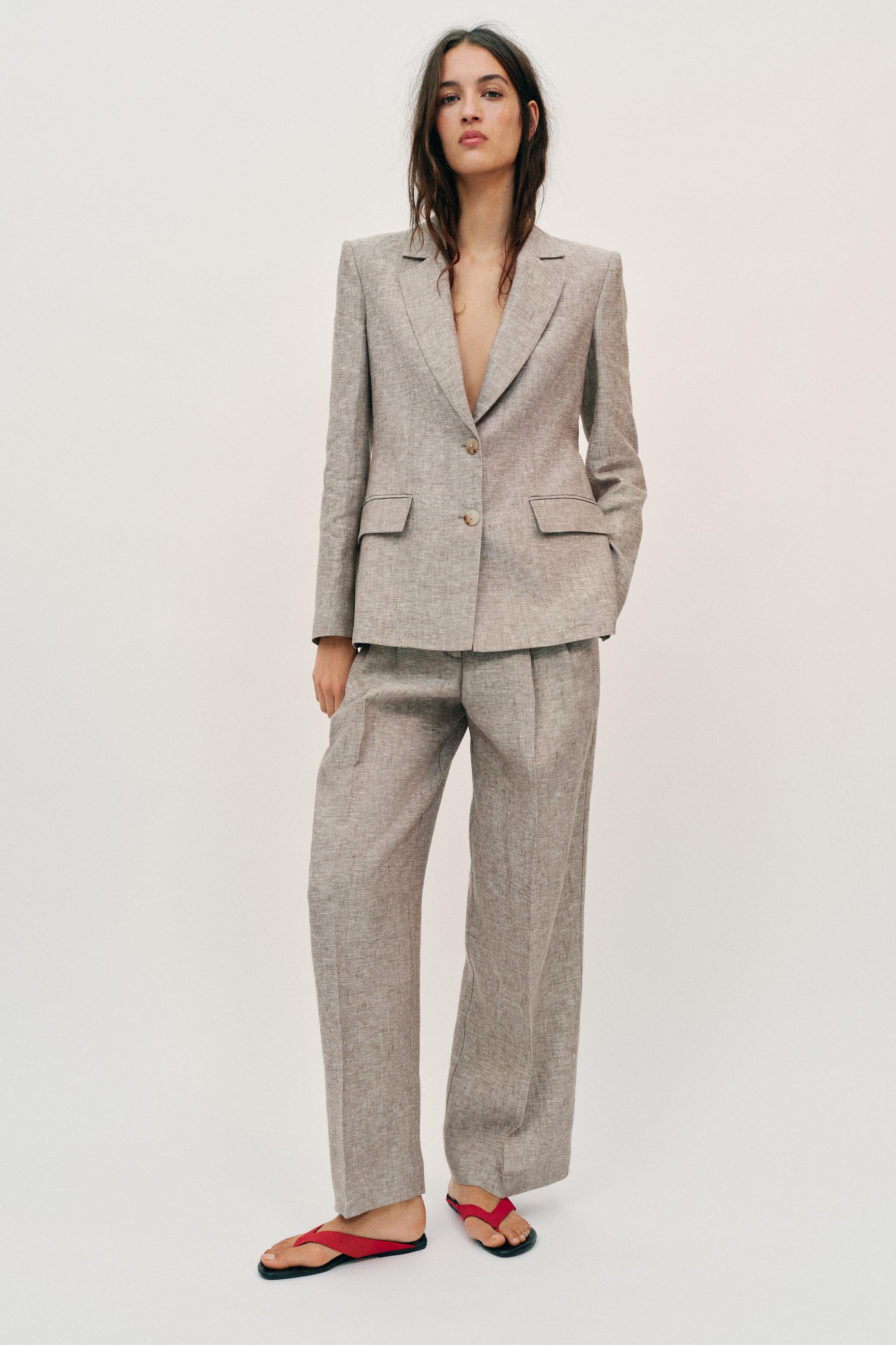 100% LINEN STRAIGHT LEG PANTS