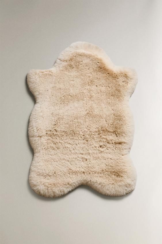IRREGULAR FUZZY SMALL RUG - Brown / Taupe by Zara - Image 0