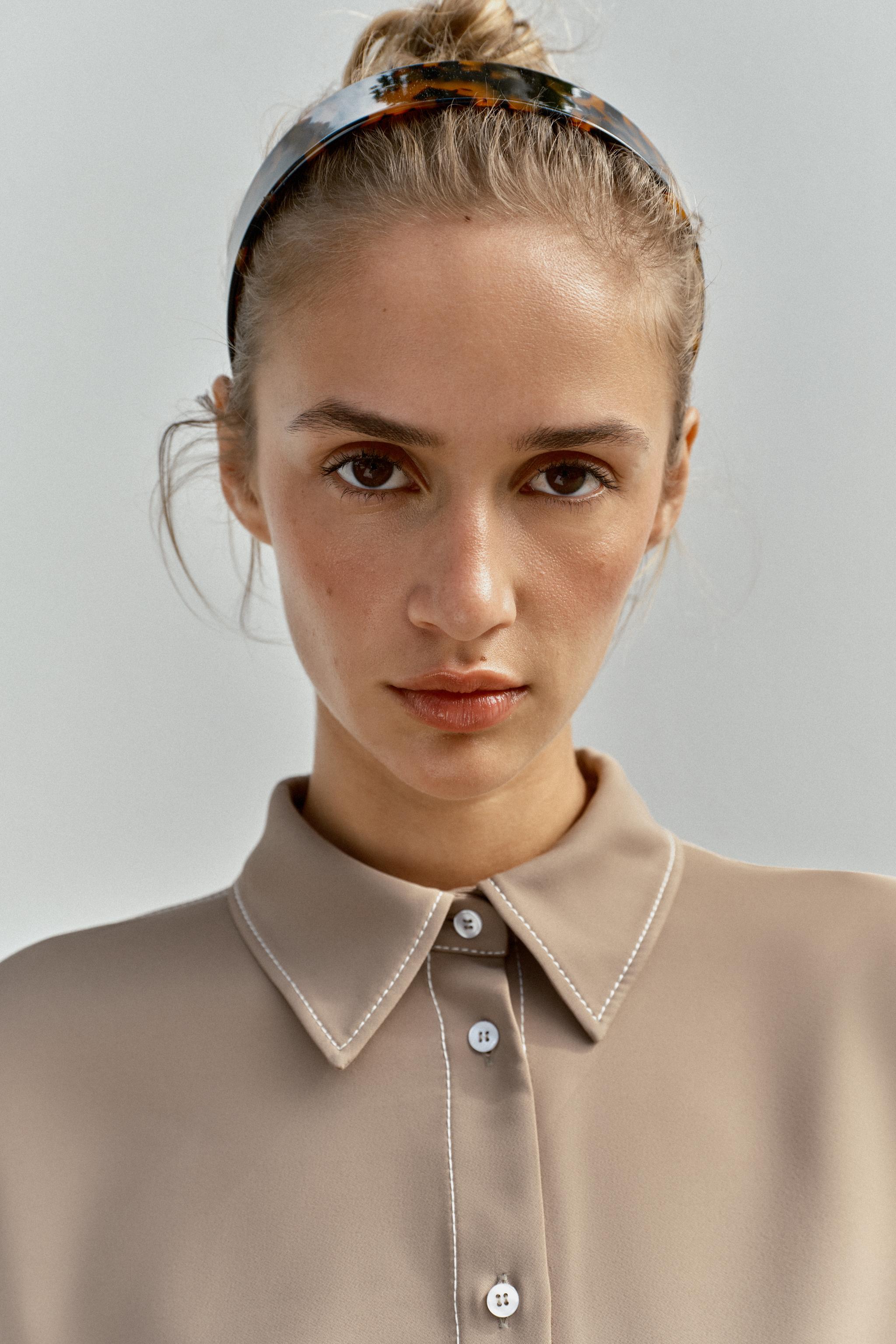 Zara Kontrast Dikişli Gömlek görsel 6