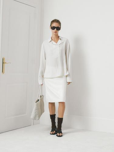 Bolso shopper trenzado piel napa - Blanco de Zara