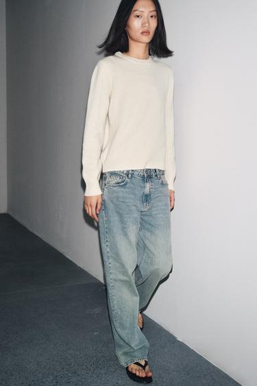 ZW COLLECTION RELAXED MID-WAIST JEANS - Light blue by Zara