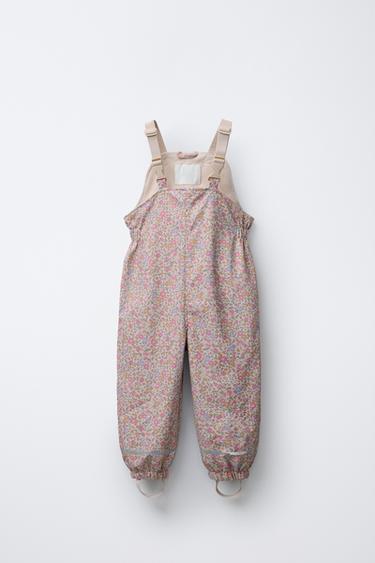 Zara RUBBERIZED WATER-RESISTANT PRINTED OVERALLS WITH POLAR FLEECE LINING - Light pink