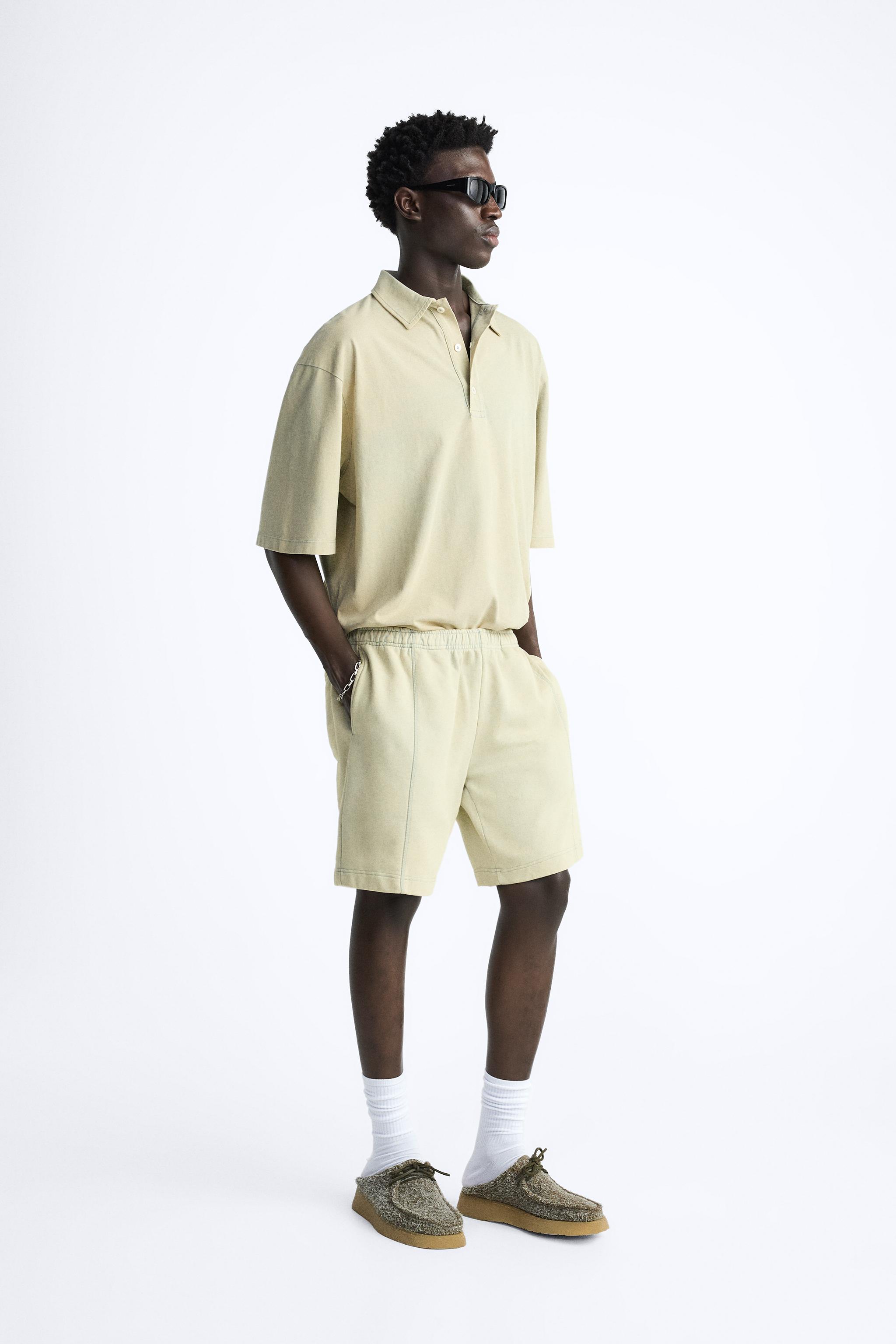 JOGGER-BERMUDASHORTS IN VERWASCHENER OPTIK - Hellbeige | ZARA Deutschland /  Germany