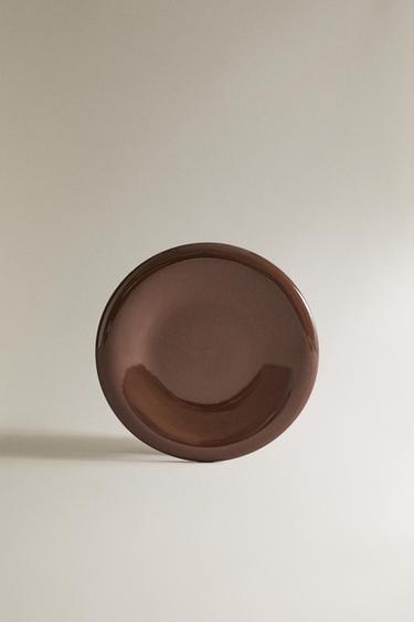 Zara ENAMELLED STONEWARE DESSERT PLATE - Brown