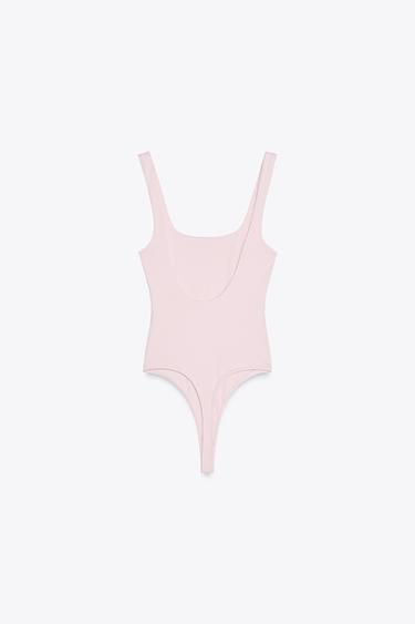 BODY EN POLYAMIDE À BRETELLES - Rose pastel de Zara - Image 5