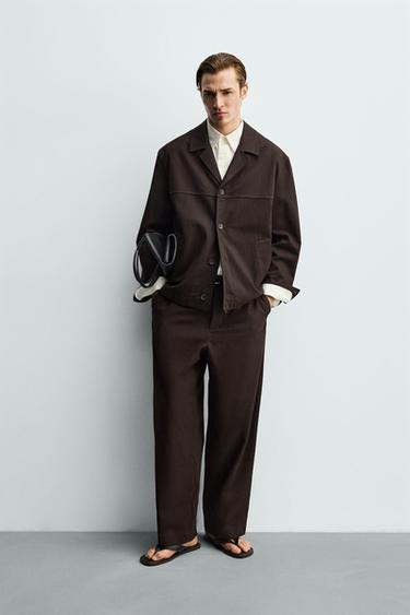 CAMISA AMPLA ESTRUTURA TWILL - Grená da Zara - Imagem 0