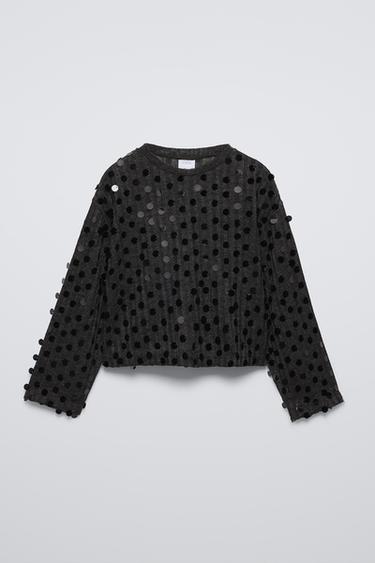 Zara SOFT TOUCH SEQUIN SHIRT - Gray marl