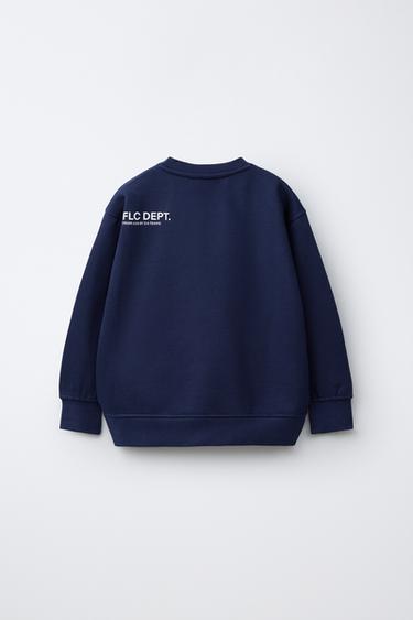 SWEAT BASIQUE À INSCRIPTION ET ÉTIQUETTE - Bleu de Zara