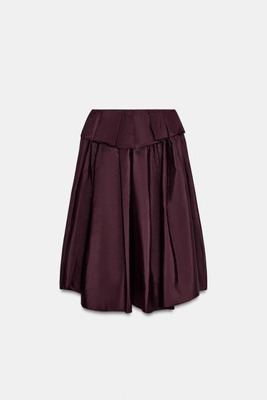 VOLUMINOUS MIDI SKIRT - Burgundy by Zara - Image 9