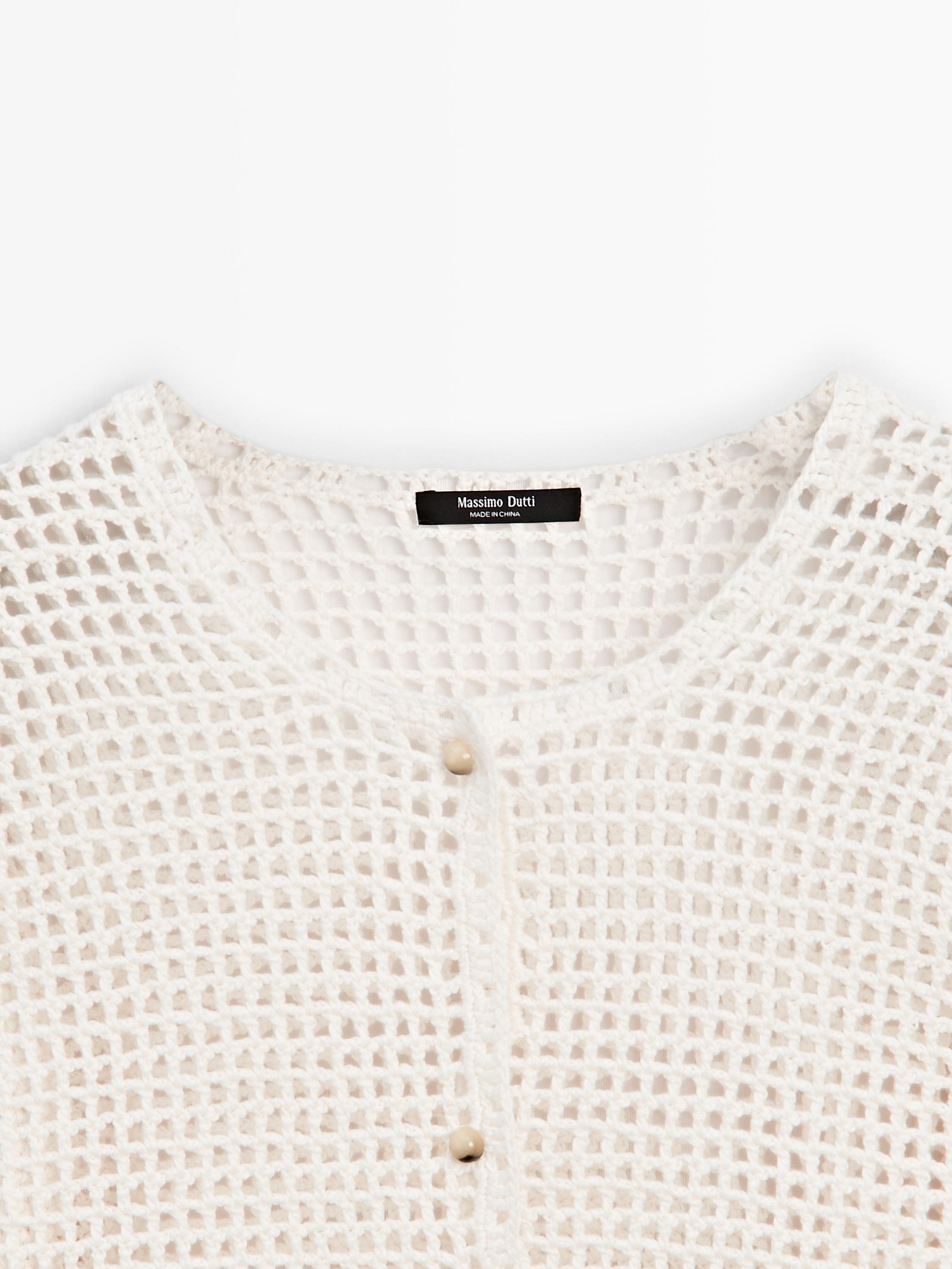 100% cotton openwork crochet cardigan