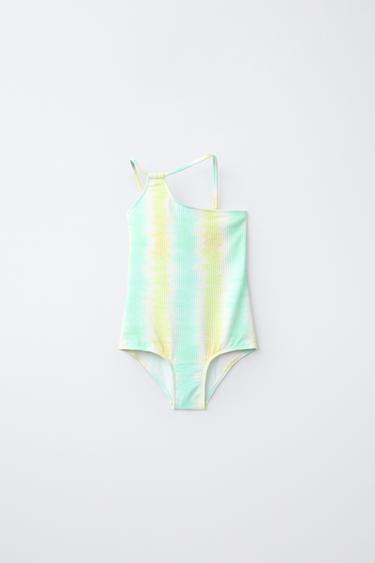 ثوب سباحة مخطط TIE DYE للأعمار 6-14 سنة - أخضر تركوازي الخاص بـ Zara