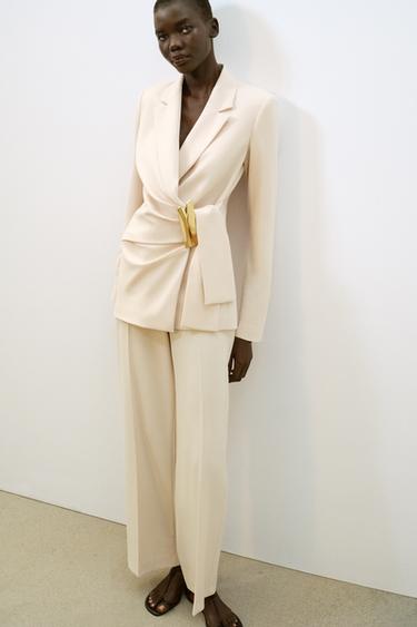 STRAIGHT-LEG HIGH-WAIST TROUSERS - Ecru by Zara