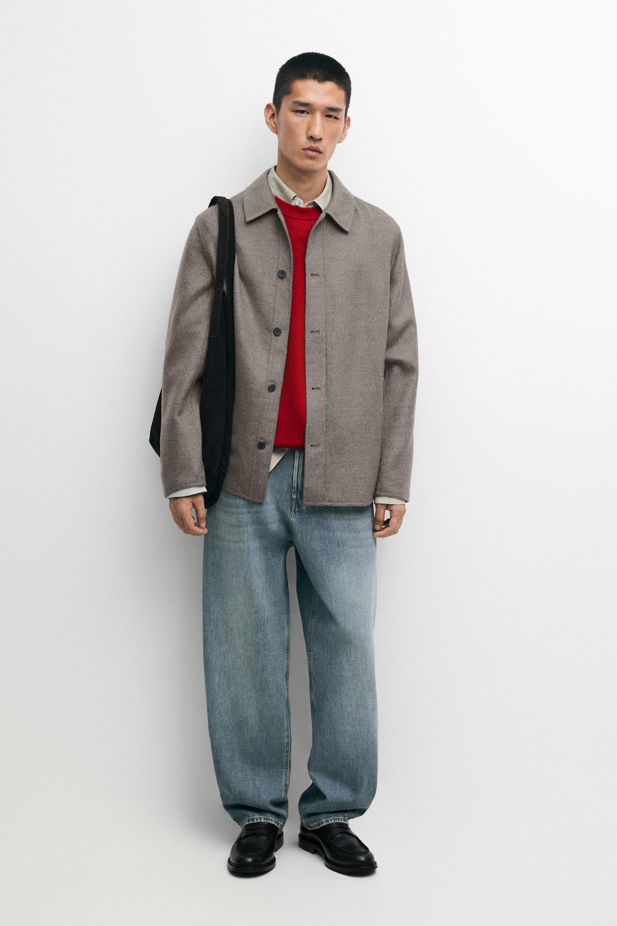 Wool blend overshirt with button detail