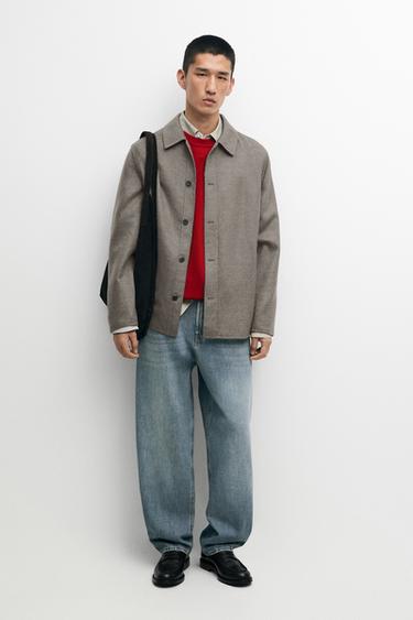 Surchemise avec boutons en laine mélangée - Vison de Zara - Image 0