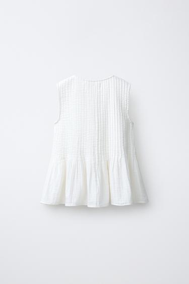 DRAWSTRING LACE INSERT BLOUSE - Ecru by Zara - Image 1