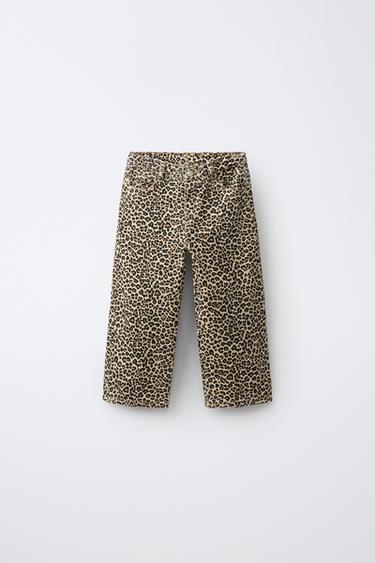 PANTALÓN DE PINZA DE TALLE ANCHO CON ESTAMPADO ANIMAL