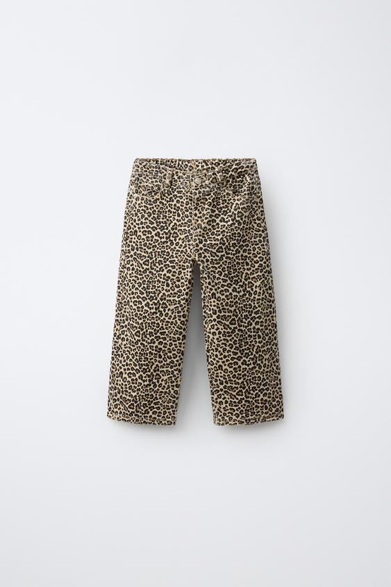 PANTALÓN SARGA WIDE LEG ANIMAL PRINT - Marrón de Zara - Imagen 0