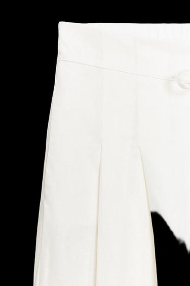 PANTALÓN ANCHO PINZAS - Blanco roto de Zara