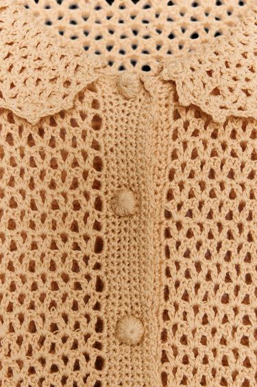 HÄKELSTRICKJACKE - Sandfarben von Zara