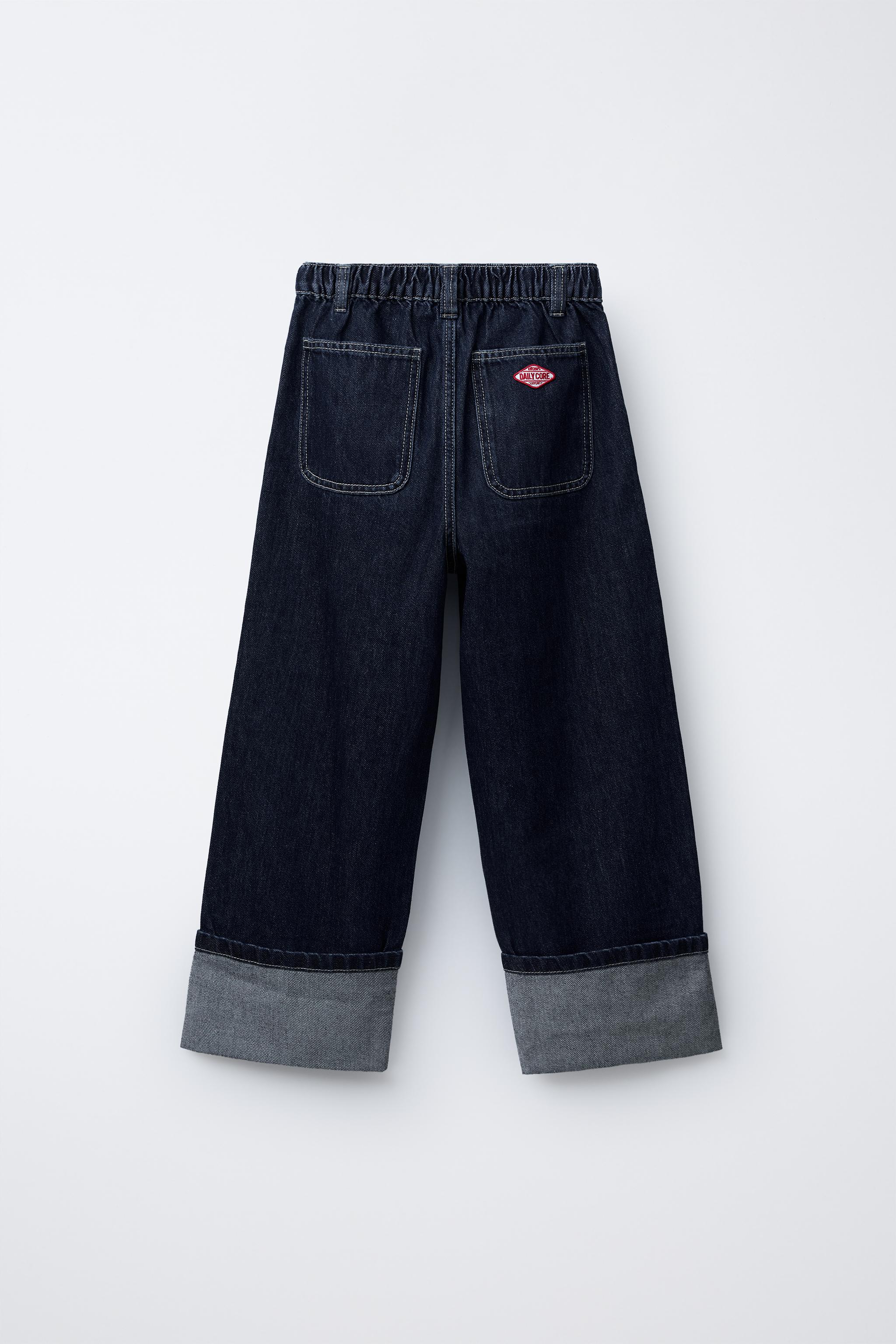 JEANS WIDE FIT BAJO VUELTA Azul ZARA Mexico - Main Image