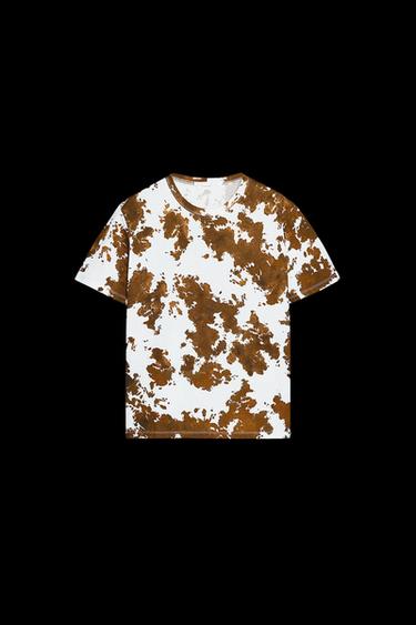 PRINTED T-SHIRT - Ecru / Brown by Zara - Image 0