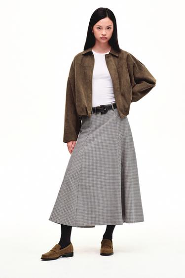 Zara 麂皮效果飛行員夾克 - 深棕色