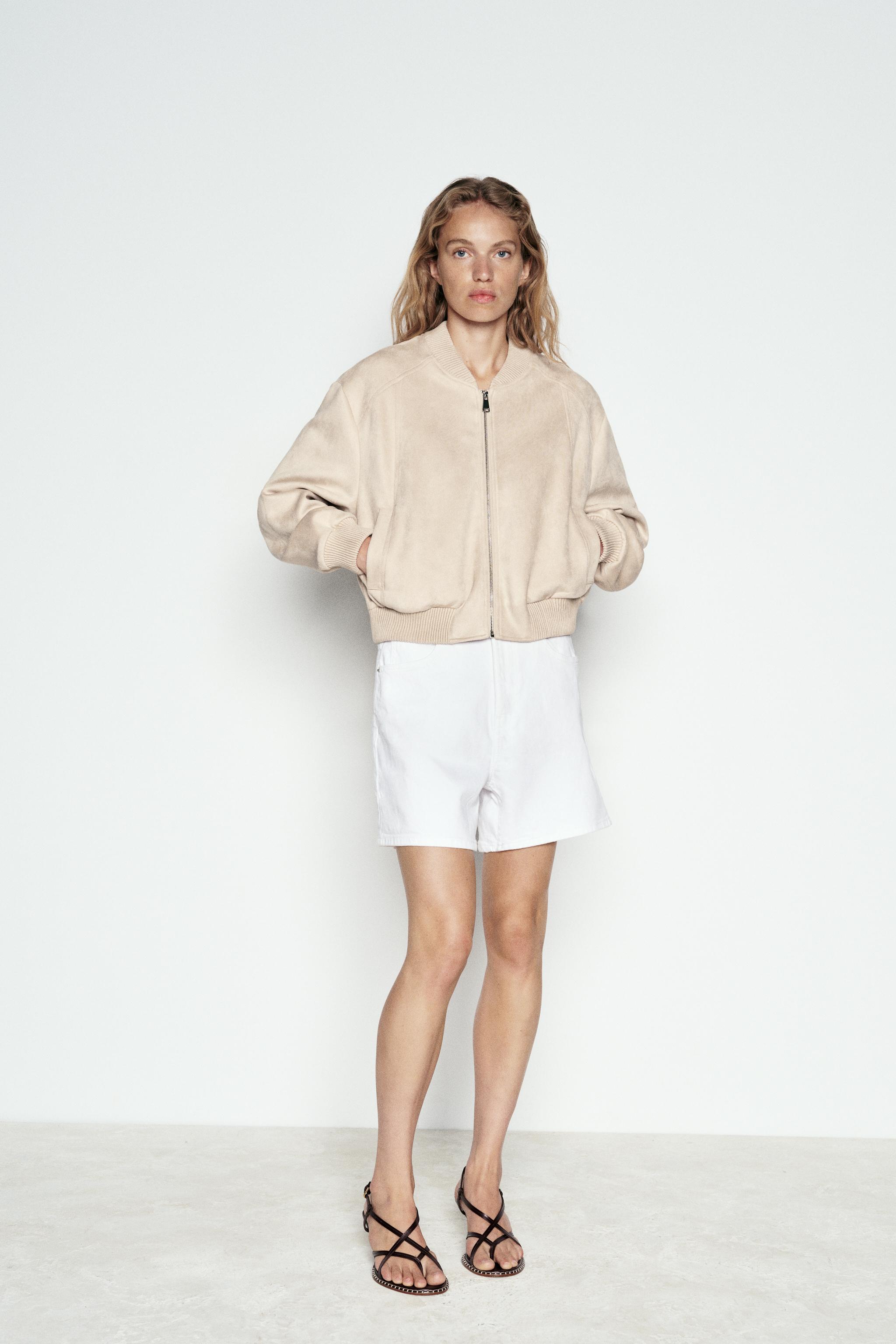 Faux suede bomber jacket zara hotsell