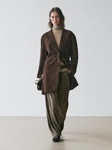 Zara Long suede leather coat - Brown - Image 0