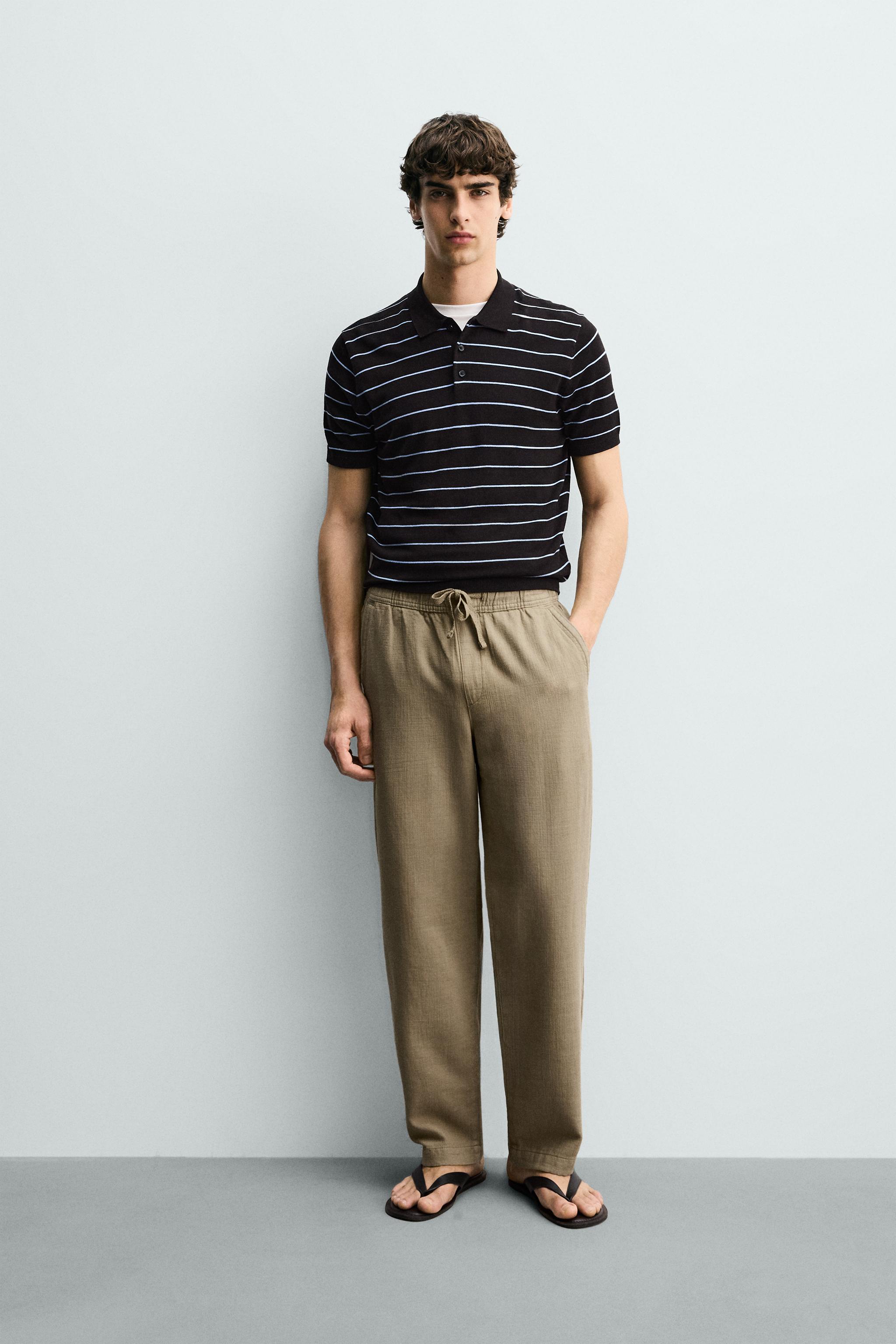 リラックスフィットテクスチャーパンツ - ブラウン | ZARA Japan / 日本
