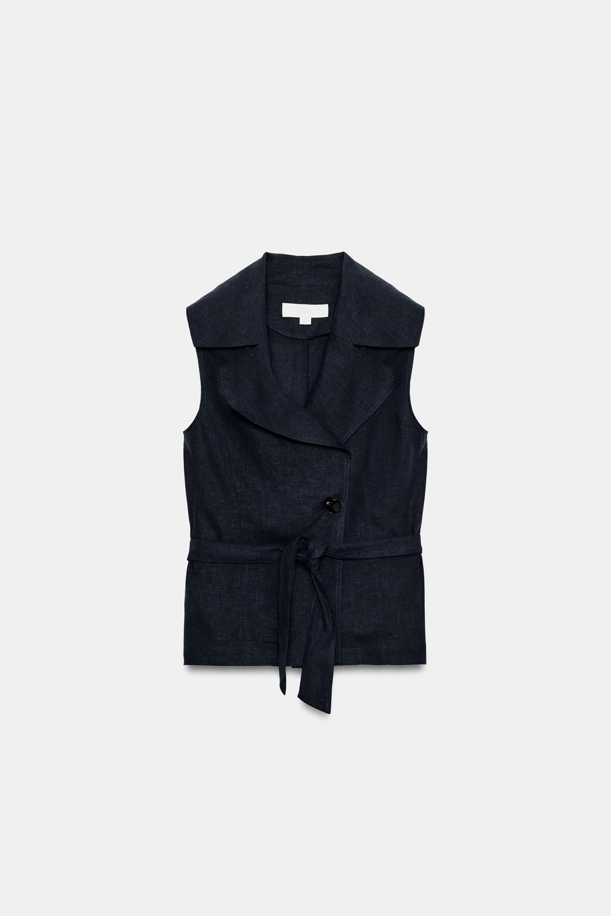Женские жилеты Zara LINEN BELTED VEST — фото 6