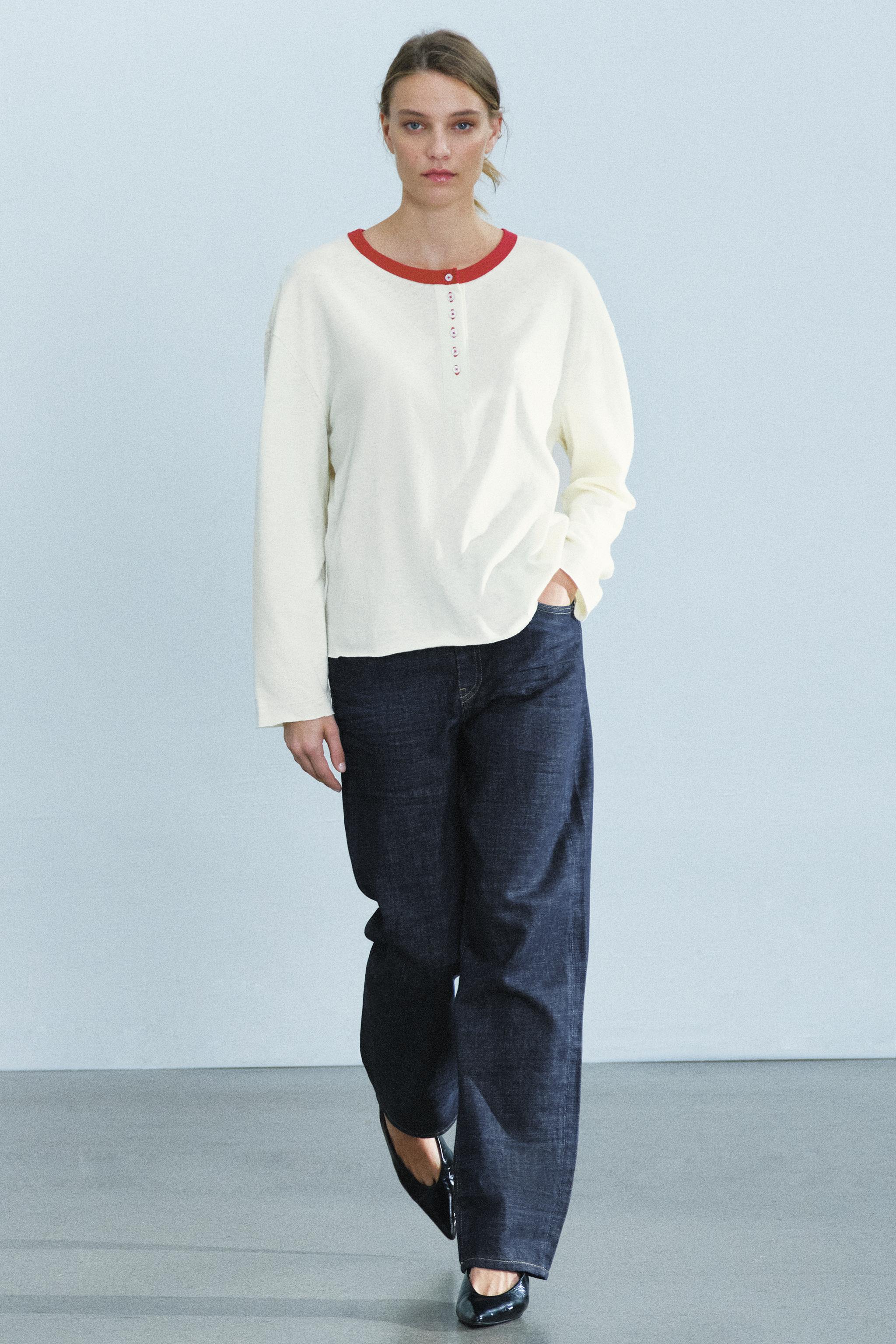 Zara RUSTİK HENLEY T-SHIRT