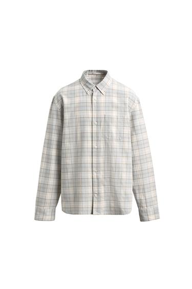 KOSZULA W KRATĘ REGULAR FIT - Błękitny Zara