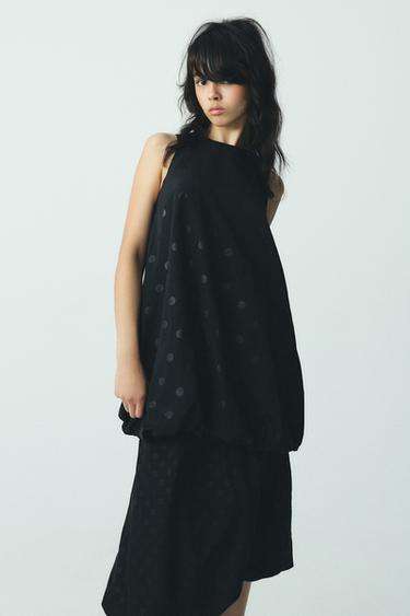 POLKA DOT PRINT BALLOON DRESS - Black by Zara