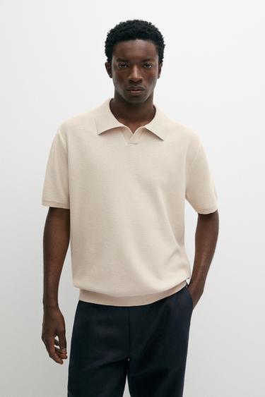 Zara 100% cotton contrast knit polo sweater - 152