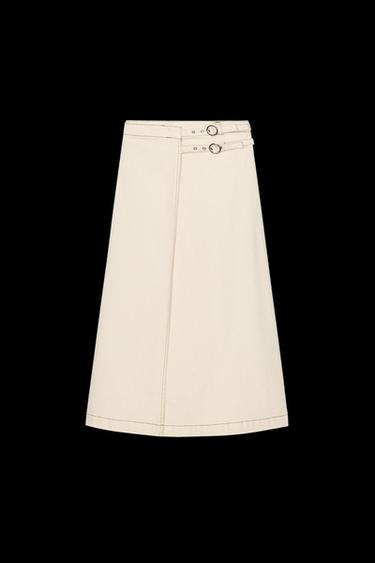 FALDA 1975 MIDI CRUZADA DENIM - Crudo de Zara - Imagen 0
