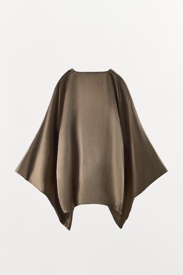 CHEMISE CROISÉE AVEC LIN - Marron clair de Zara - Image 6